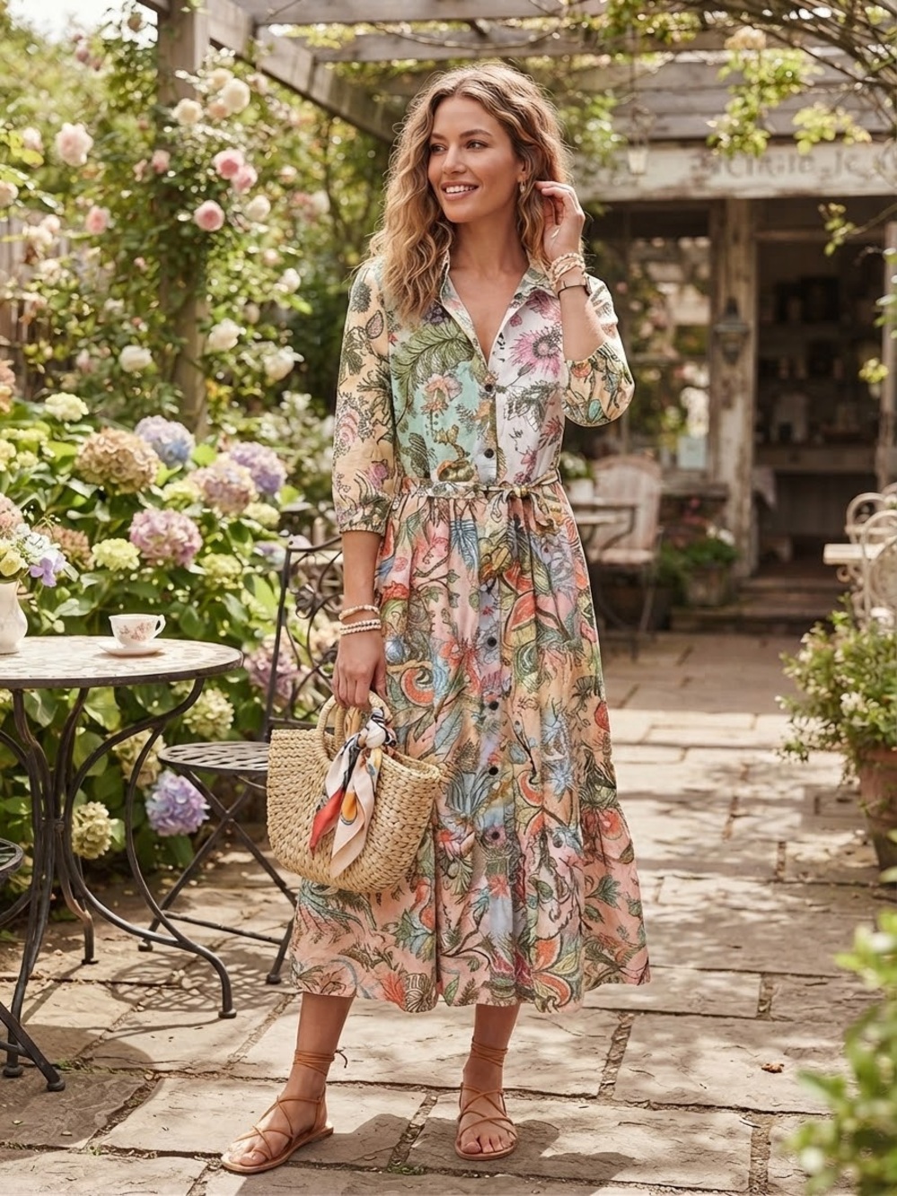 Sacred Threads Button Front Maxi Dress